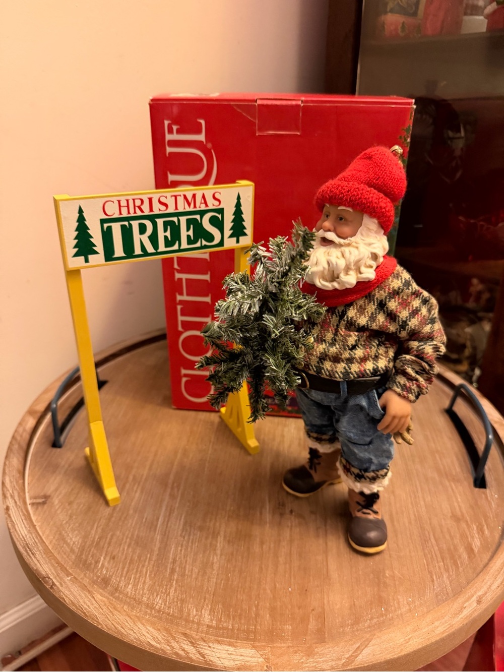 Possible Dreams Clothtique “Santa’s Tree Farm” Figurine with Tree & Sign